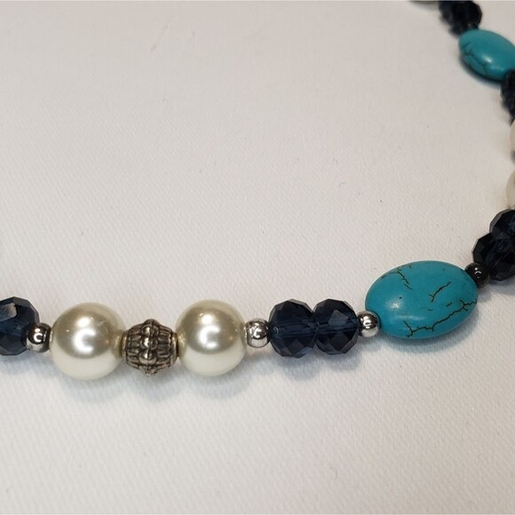 Turquoise, pearl, gem stone necklace - Picture 4 of 8